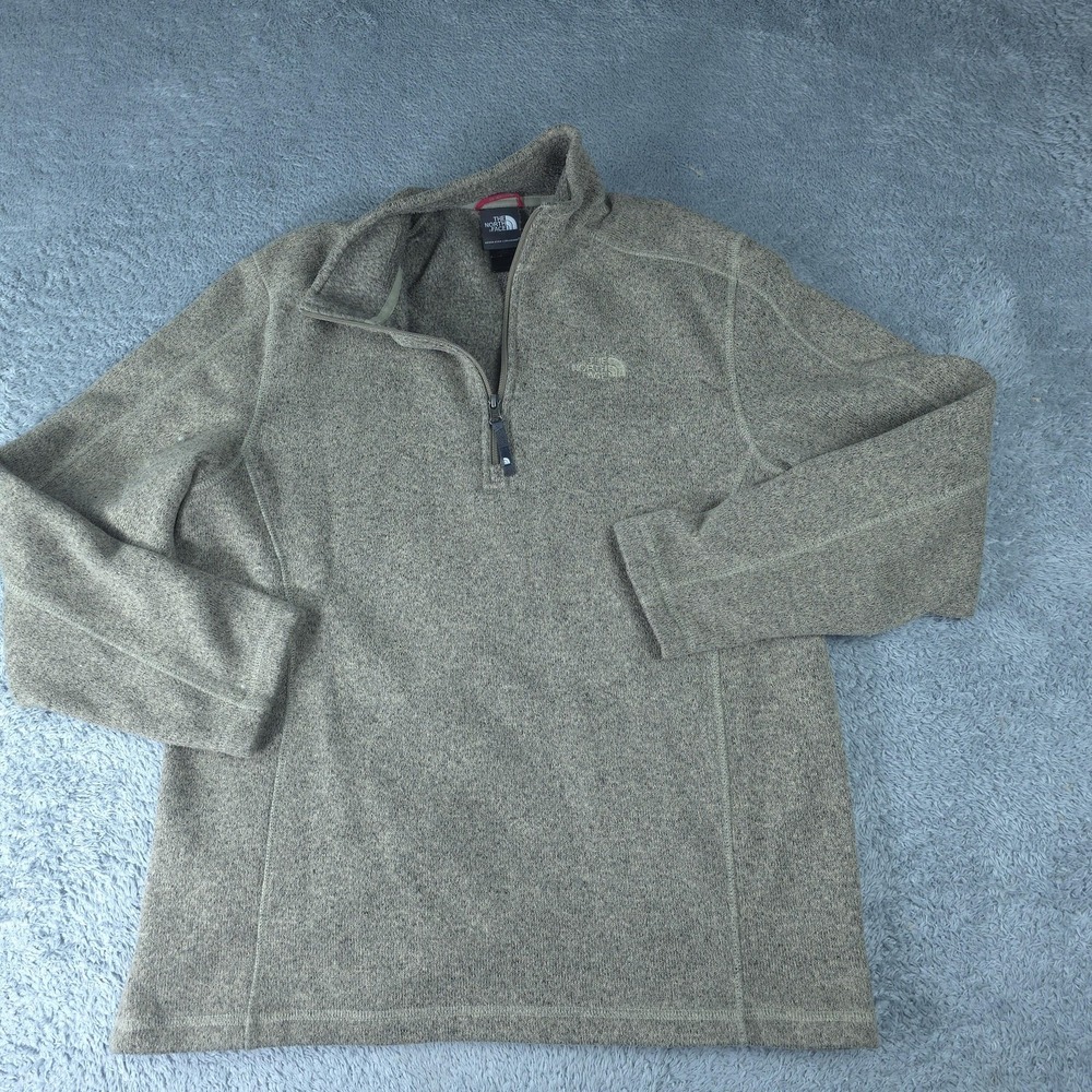 The North Face Fleece Jacket Mens Large Gray 1/4 Zip Pullover Outdoor Hiking